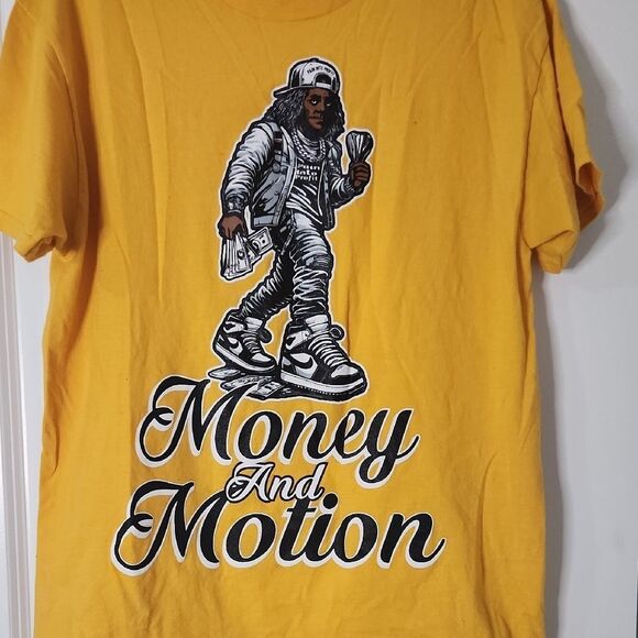 Yellow “Money And Motion” Graphic T-Shirt – Size L - Picture 2 of 4